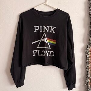 Women’s XL Pink Floyd Graphic Black Cropped Long Sleeve